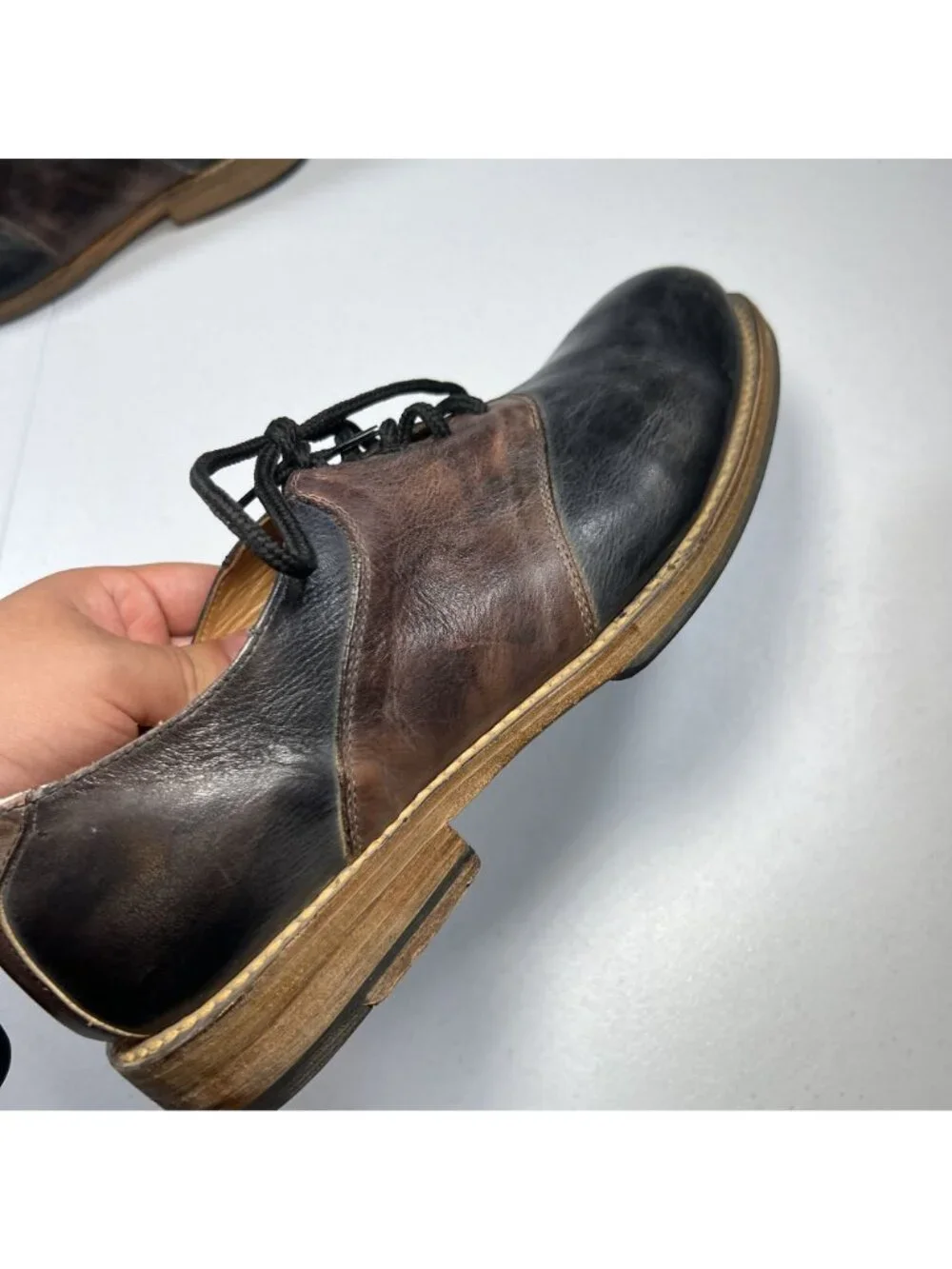 Bed Stu Men Cobbler Series Black Brown Leather Oxford Derby Dress Shoe Size 11.5